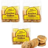 Real Lancashire Eccles Cakes | British Snacks Made With Butter & Dried Currants | Delicious Handmade Fruity Snacks | Add In Breakfast & After Meal | 4 Cakes (Pack Of 3)