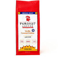 Puroast Low Acid Whole Bean Coffee, Bold, Vanilla Caramel Kahlua, High Antioxidant, 0.75 Lb