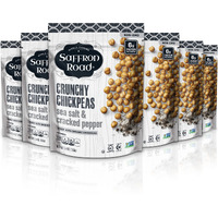 Saffron Road Organic Sea Salt And Cracked Pepper Crunchy Roasted Chickpea Snacks- 5.4Oz 6-Pack, Gluten Free, Non-Gmo, Vegan Dried Crispy Chickpeas With Protein, Fiber