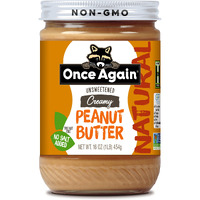 Once Again Natural, Creamy Peanut Butter, 16Oz - Salt Free, Unsweetened - Gluten Free Certified, Vegan, Kosher, Non-Gmo Verified - Glass Jar (1 Pack)