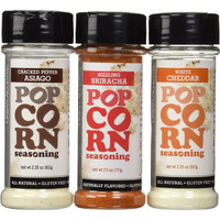 Urban Accents Gluten Free Premium Popcorn Seasoning Variety Pack - Cracked Pepper Asiago, Sizzling Sriracha, White Cheddar