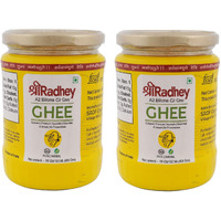 Shree Radhey A2 Bilona Gir Cow Ghee | 500 Ml X 2 | Traditional Bilona Method | Cultured | Premium | Immunity Booster | Pure | Healthy | Fresh | Lactose And Gluten Free | Keto Friendly | Glass Bottle