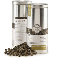 Golden Moon Tea Organic Jasmine Pearls Green Tea - Loose Leaf Dragon Pearls, Premium Grade, Non Gmo - Travel Tin (48 Servings)