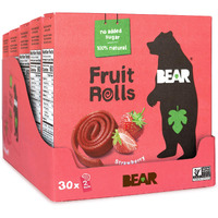 Bear Real Fruit Snack Rolls - Healthy School And Lunch Snacks For Kids And Adults, Strawberry, 21 Ounce (Pack Of 30)