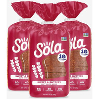 Sola Keto Sweet & Buttery White Bread - Delicious Non-Gmo, No Added Sugar, Low Calorie Bread Loaf With 1G Net Carbs (Pack Of 3)