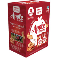 Gourmet Nut Simple Slices Baked Apple Chips, Usa Grown Sliced Dried Apples, Healthy Vegan Snack For Adults & Kids, Naturally Sweet, No Added Sugar, Red Apples.75Oz Individual Bags (8 Pack Box)