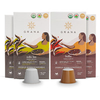 Grana Nespresso Compatible Coffee Pods, 40 Pack, Usda Organic 100% Arabica Single Source Specialty Coffee, Compostable & Biodegradable Single Serve Coffee Capsules, Solo Las And Bella