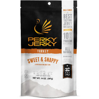 Perky Jerky Sweet And Snappy Turkey Jerky, 14Oz - Low Sodium - 10G Protein Per Serving - Low Fat - 100% U.S. Sourced - Tender Texture And Bold Flavor
