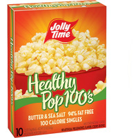 Jolly Time Healthy Pop Microwave Popcorn, 1.2Oz Personal Bag, 10 Bags Per Carton (Healthy Pop 100's - Butter & Sea Salt,1.2 Ounce (Pack Of 10))