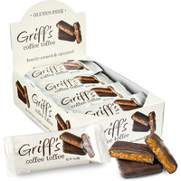 Griff's Coffee Toffee, Dark Chocolate Covered Coffee Toffee Squares, Traditional English Toffee, Gluten Free, Family Owned (16 Count, Coffee Toffee)