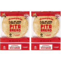 Joseph's Pita Bread Value 2-Pack, Flax Oat Bran And Whole Wheat, 7G Net Carbs Per Serving, Fresh Baked (6 Per Pack, 12 Pitas Total)