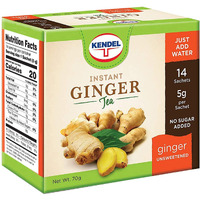 Kendel Instant Ginger Herbal Tea, Made From Real Ginger Crushed Into Powder, May Aid Digestion, Add Hot Or Cold Water To Drink, Caffeine Free, Ginger Powder Drink (Unsweetened, 14 Packets)