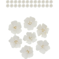 Global Sugar Art Blossom Sugar Wedding Cake Flowers White With Pearl Stamens, Unwired, 100 Count By Chef Alan Tetreault