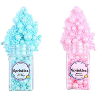 Edible Pink And Blue Sprinkles For Cake Decorating, Pink Pearl Sprinkles, Blue Pearl Sugar Sprinkles For Macaron, Cake, Cupcake, Waffles, Cookies, And Ice Cream(120G/4.2Oz)