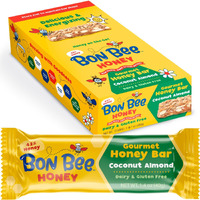 Bon Bee Honey Bunchies All Natural Honey Bar - Natural Breakfast & Nutrition Bars For Healthy Energy & Fuel - Variety Of Delicious Highlights & Perfectly Balanced, 24-1.4Oz Bars