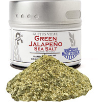 Gustus Vitae - Green Jalapeo Sea Salt - Non Gmo - Magnetic Tin - 2.6 Ounce - Authentic Craft Gourmet Seasoning - Crafted In Small Batches