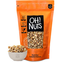 Walnuts Black Chopped | Raw - 100% Natural | 1 Lb | Black Raw Unshelled Walnuts | Packed In New York Zip-Seal Bag For Exceptional Freshness By Oh Nuts