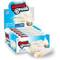 Snack Break Coconut Rolled Wafers - 24 Individually Wrapped Coconut Wafer Rolls (Pack Of 12) With Creamy Coconut Filling - Snacks For Kids & Adults