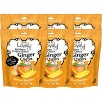 Lovely Candy Co. Mango Ginger Chews, Made With Real Ginger, Individually Wrapped, 5Oz (6-Pack) | Gluten-Free, Non-Gmo, No Artificial Ingredients, No High Fructose Corn Syrup | 4 Simple Ingredients!