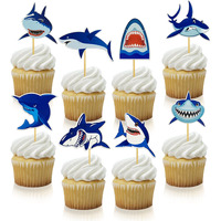 40 Pcs Shark Cupcake Toppers Shark Theme Party Supplies Kids Birthday Party Supplies Decorations