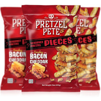 Pretzel Pete Smokey Bacon Cheddar Seasoned Pretzel Pieces, Non-Gmo Ingredients, Small Batch, Bold Flavor, 9Oz (3 Pack)