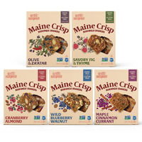 Maine Crisp Variety 5 Pack, Gluten Free Crackers - Snack Crackers, Grain Free, Non-Gmo - Cranberry Almond, Cinnamon Maple, Savory Fig & Thyme, Wild Blueberry Walnut, Olive & Za'Atar, For Cheese Boards, Salad Toppings & Jams