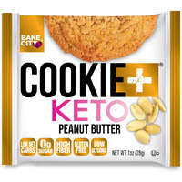 Bake City Cookie Plus Keto | 1Oz Peanut Butter Cookies (12 Pack), Gluten Free, 0G Sugar, Only 1.5G Net Carbs, Good Fats, 5G Protein, Kosher, No Artificial Flavors