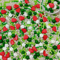 Strawberry Sprinkles Edible Flower Geen And Pink Spring Sprinkles Strawberry Shortcake Cake Decorations Cookie Cake Topper Cupcake Baking Ice Cream Decorating