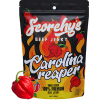 Scorchy's Jerky | Carolina Reaper Beef Jerky | Hand-Crafted | Spicy Protein Snack | Low Calorie And Low Fat | 85G | 1 Pack