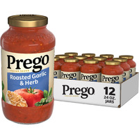 Prego Pasta Sauce, Italian Tomato Sauce With Roasted Garlic & Herbs, 24 Oz Jar (Case Of 12)