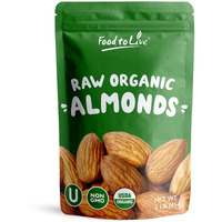 Food To Live - Organic Italian Raw Almonds, 1 Pound Non-Gmo, Whole, No Shell, Unpasteurized, Unsalted, Vegan, Kosher, Keto-Friendly