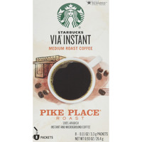 Starbucks Via Instant Coffee Pike Place Roast, (Pack Of 4)