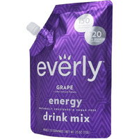 Everly Grape Energy - Natural Energy Drink Mix Powder, Sugar Free, Natural Sweeteners, Organic Caffeine, Keto Diet, Water Flavoring & Enhancer - Pouch, 20 Servings