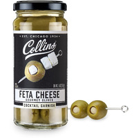 Collins Gourmet Feta Cheese Olives | Cheese-Stuffed Premium Garnish For Cocktails, Bloody Marys, Martinis, Salads, Meat Trays, 5Oz