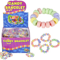 The Dreidel Company Stretchable Candy Bracelet, Multicolor Fruit-Flavored Chewables For Party Favors (48-Pack)