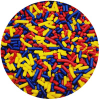 Ncs Red, Yellow, Dark Blue Edible Jimmies Sprinkles, 8 Ounces - Great For Cupcakes, Cookies, Cakes, Cakes Pops, Donuts