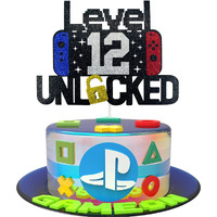 Happy 12Th Birthday Video Game Cake Topper Level 12 Unlocked Cake Topper For Kids Boys Girls 12-Years-Old Birthday Party Decoration (12)