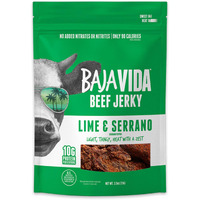 Baja Beef Baja Vida Lime & Serrano Pepper Beef Jerky - Sweet And Spicy Beef Jerky Snack Packs, Healthy Jerky, Gluten-Free, All-Natural Beef, No Msg, Made In The Usa - 2.5 Oz Bags (Pack Of 3)