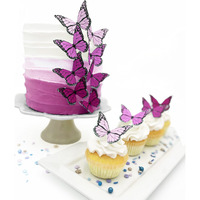 Sugar Robot Inc. Edible Butterflies Ombre Monarchs Made In The Usa Premium Crafted - Cake And Cupcake Toppers, Decoration (Pink)