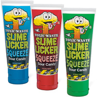 Toxic Waste Slime Licker Squeeze Sour Candy | 3 Count | With Blue Razz, Cherry, And Green Apple Flavors - 2.47 Oz Tubes