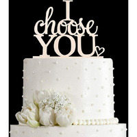 I Choose You Wedding Cake Topper For Wedding/Engagement/Marriage Party Decorations, Mirror Silver Acrylic