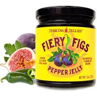 Jenkins Jellies Fiery Figs Hot Pepper Jelly - Sweet & Spicy Jalapeo Jelly - Gluten Free, Vegan Pepper Jam - Use As A Glaze, Dipping Sauce, Or Dessert Topping - All Natural & Usa Made - 11 Ounces