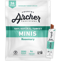 Country Archer Mini Turkey Jerky Sticks - All Natural Turkey Sticks, Protein Snack, Turkey Jerky Sticks For People, Turkey Snack, Meat Sticks, Gluten Free, Keto, Rosemary Flavor - 0.5 Oz (Pack Of 36)
