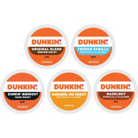 Variety Pack Sampler Of Dunkin Donuts K-Cups Coffee Pods-Original, Dark, Caramel, Hazelnut & French Vanilla Coffee-For Keurig Brewers- (24 Count)