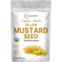 Organic Whole Yellow Mustard Seed, 4Lbs (64Oz) | Premium Grade Seeds | Mild Spicy Raw Flavor | Great For Pickling, Culinary Spice, & Seasoning Mix | Non-Gmo, Bulk Supply