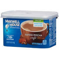 Maxwell House International Sugar-Free Decaf Suisse Mocha Beverage Mix, 4 Oz Tub, 4 Pack, 2 Packages (4 Tubs)