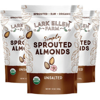 Lark Ellen Farm Raw Almonds, Sprouted Unsalted, Steam Pasteurized, Certified Usda Organic, Gluten-Free Whole Shelled California Premium Nuts (10 Oz, 3 Pack)