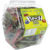 Sour Punch Twists Straw Twists Bulk Pack | 200 Individually Wrapped Candy Sticks In Reusable Plastic Tub | Chewy Sour Candy Variety Pack In 4 Assorted Flavors, Assorted,Blue