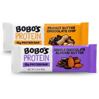 Bobo's Protein Bar Variety Pack, Chocolate Chip Peanut Butter (6 Bars) And Double Chocolate Almond Butter (6 Bars)