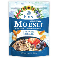 Eden Organic Muesli Cereal, Eat Hot Or Cold, Oat, Rye, Wheat, And Spelt Flakes, Raisins, Cranberries, Wild Blueberries, Pumpkin And Sunflower Seeds, Overnight Oats, No Added Sugars, 17.6 Oz